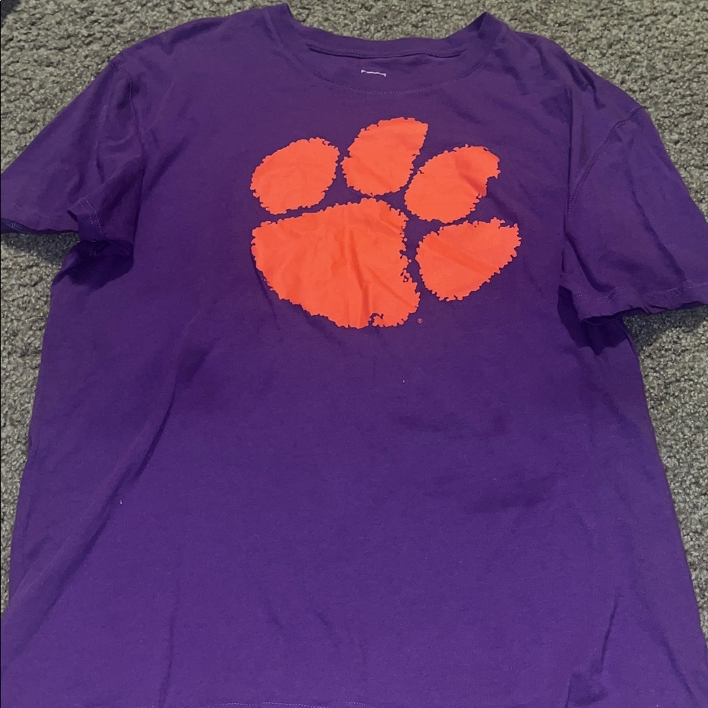 Clemson Purple T-Shirt with Orange Paw Print - Picture 3 of 3